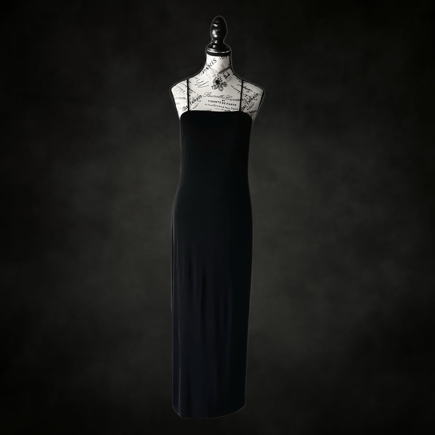 Vintage Joseph Ribkoff Slinky Black Maxi Dress — 1990s, S-M