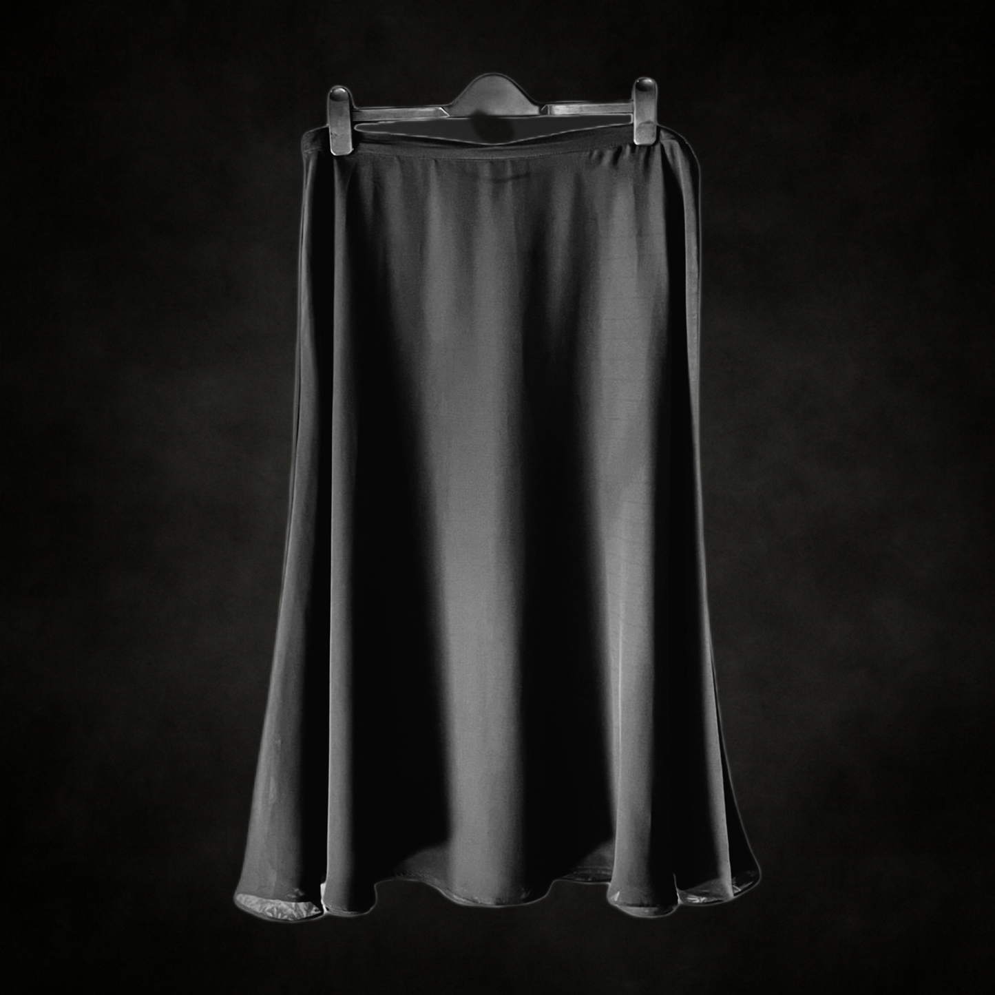 Vintage Black Mesh Overlay Midi Skirt — 1990s Sheer Layer Gothic Midi, M-L