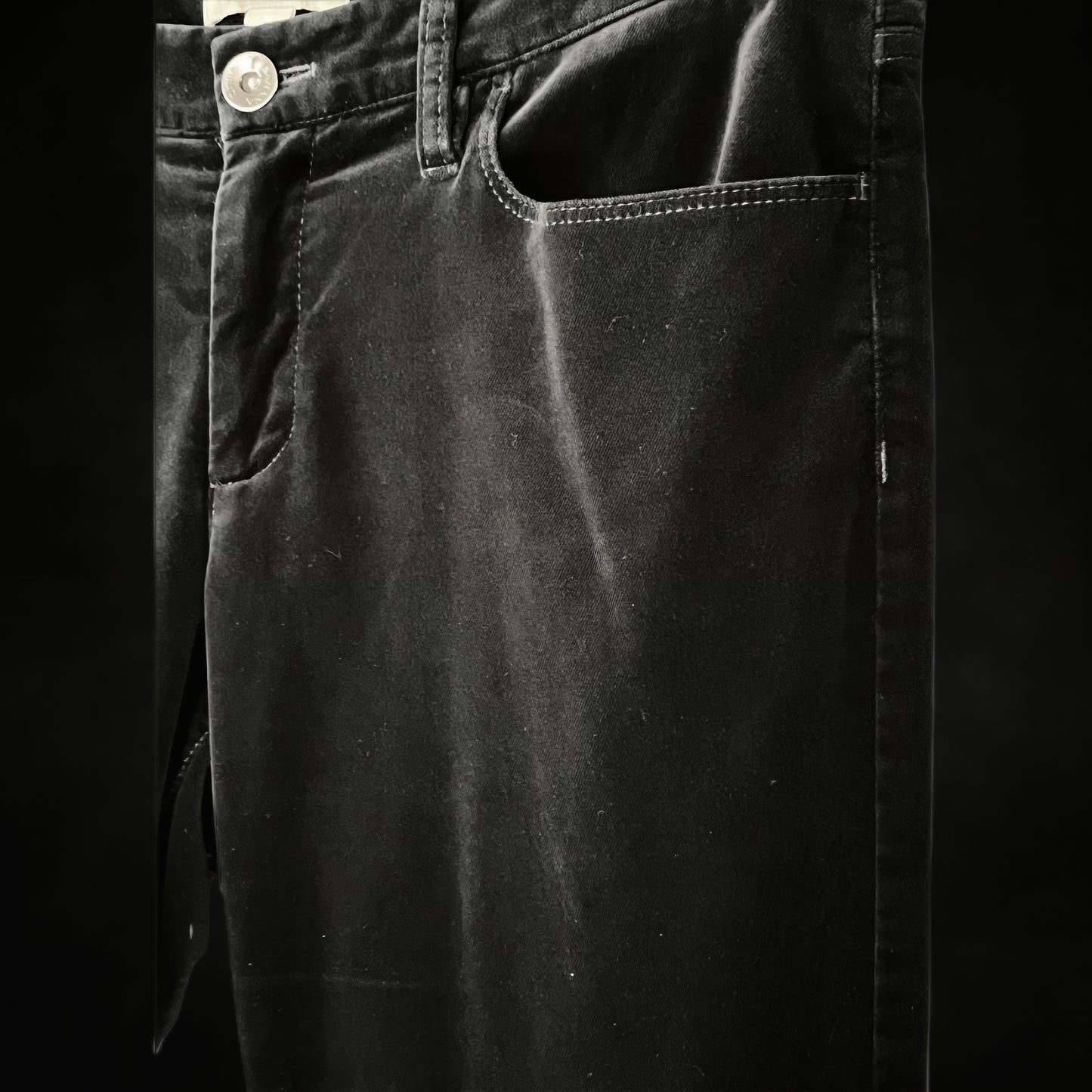 Vintage Banana Republic Black Velvet Pants — 1990s/2000s Structured Velvet Trousers, L