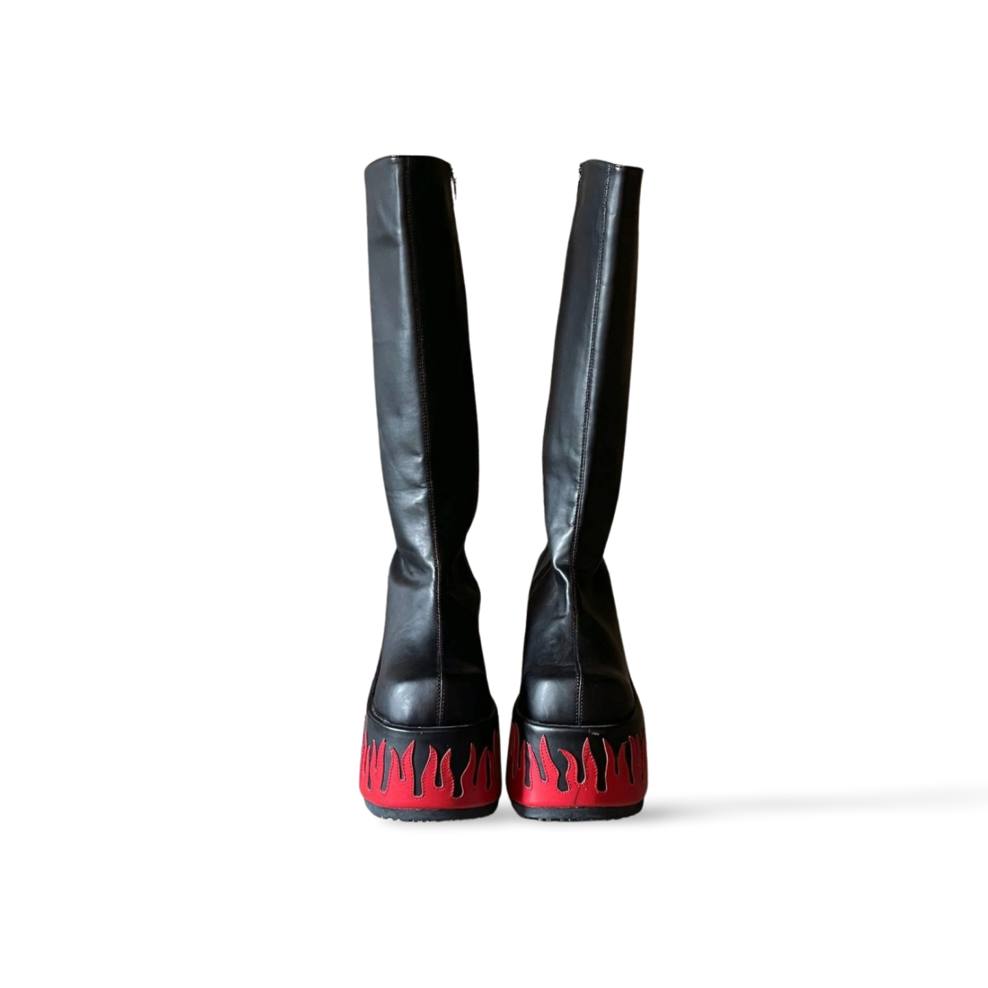 Demonia Flame Platform Boots – Black/Red – US 8