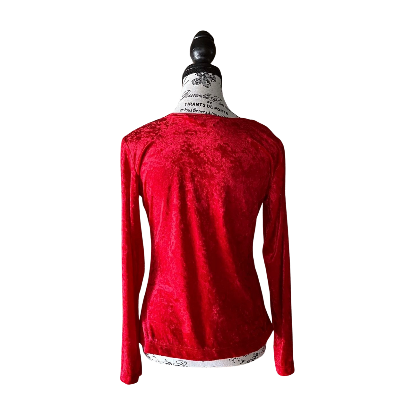 Vintage Red Crushed Velvet Top — 1990s Goth/Grunge, S-M-L