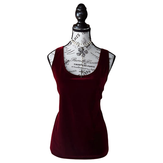 Crimson Velvet Tank — 1990s — L-XL