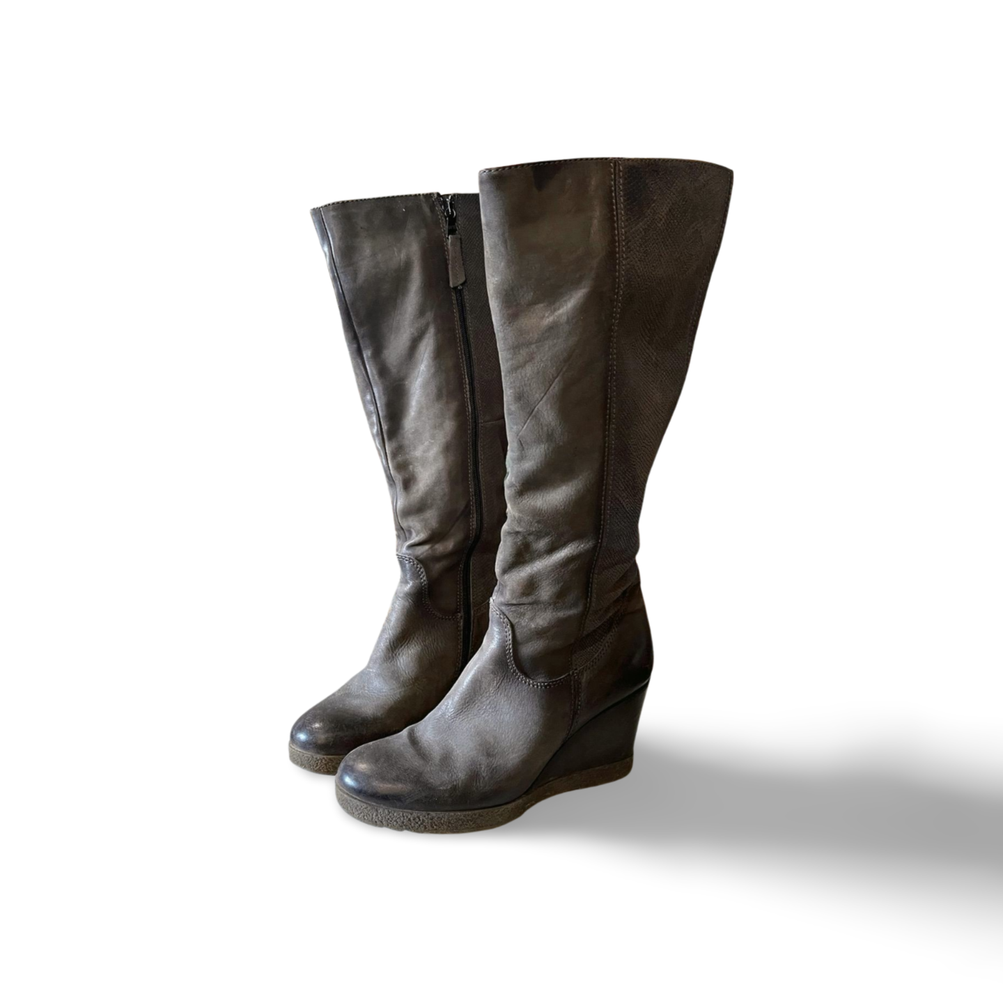 MJUS Wedge Leather Boots – Dark Grey – US 8.5