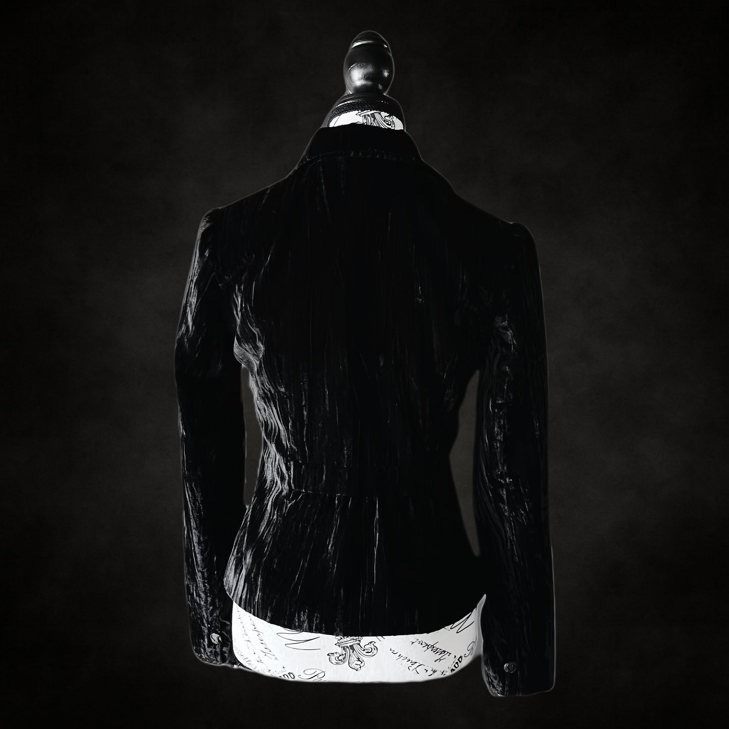 Vintage Black Velvet Blazer with Lace Trim — 1990s/2000s Gothic Tailored Jacket, S
