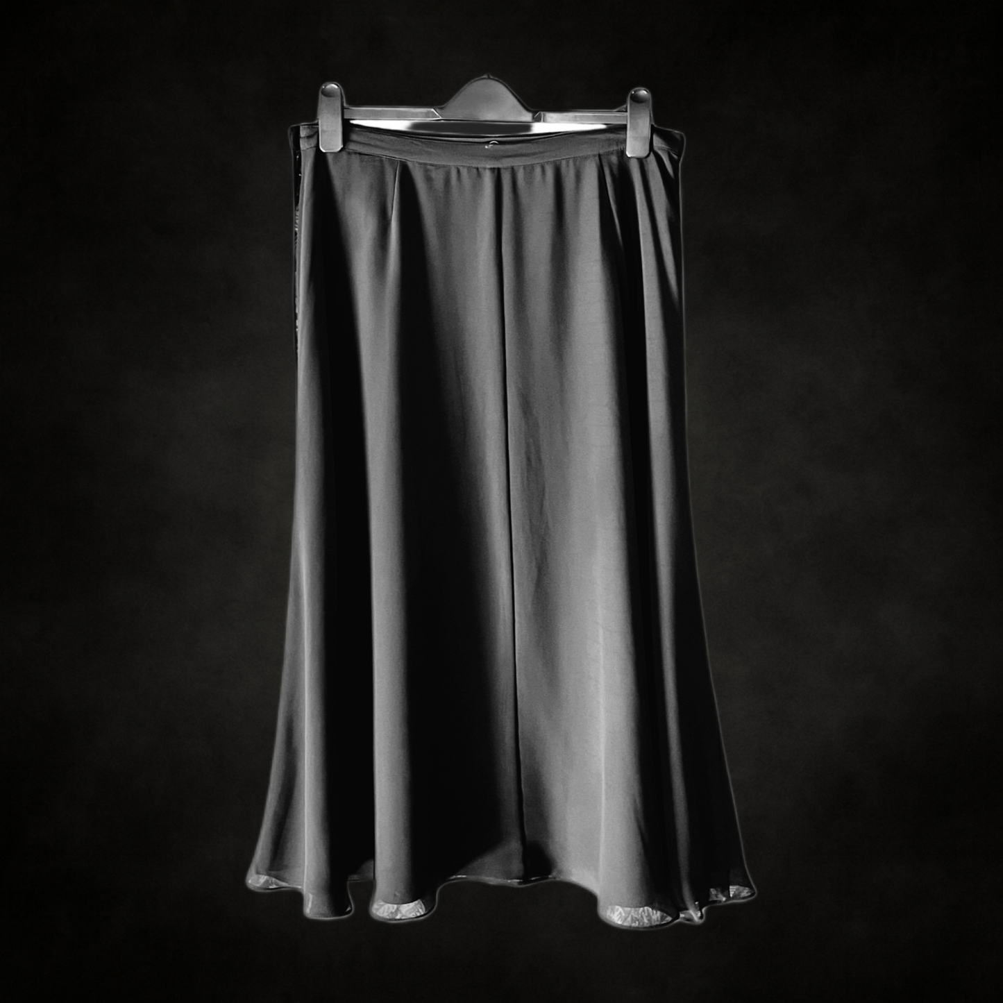 Vintage Black Mesh Overlay Midi Skirt — 1990s Sheer Layer Gothic Midi, M-L