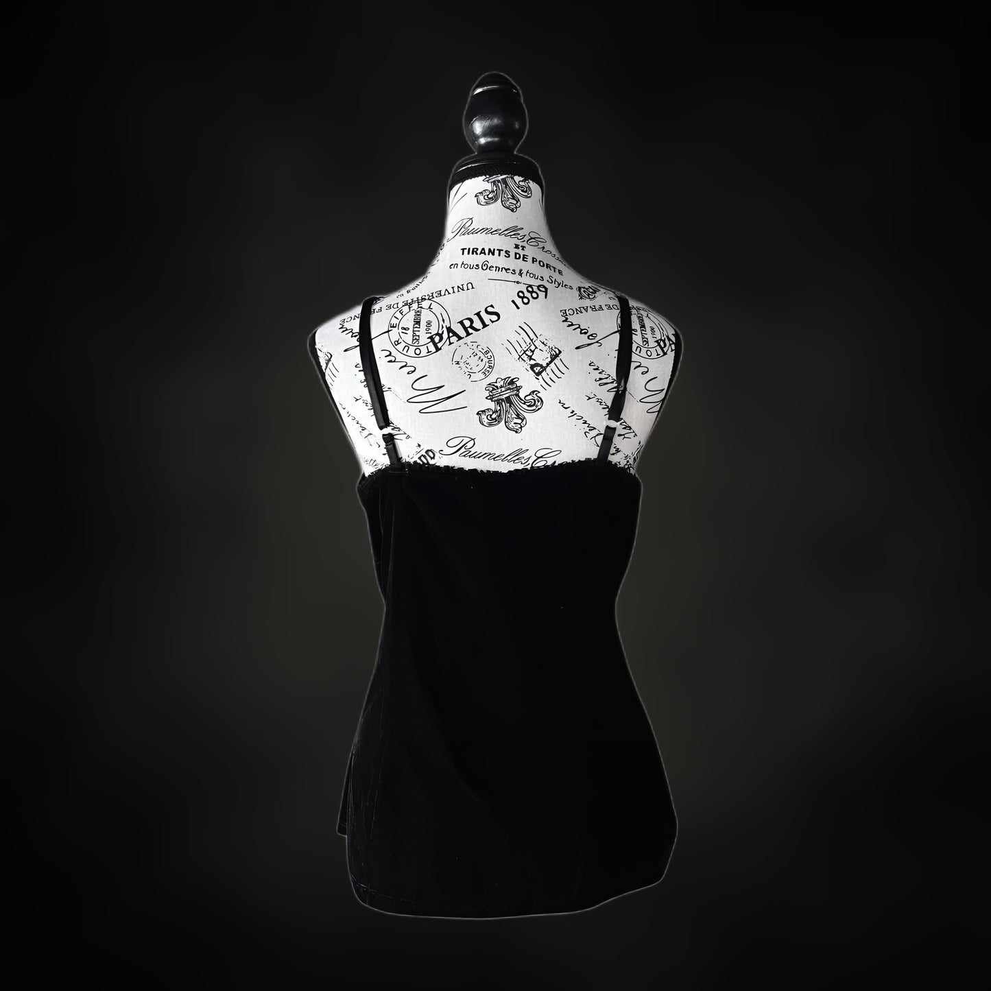 Black Velvet Corset-Style Cami — 1990s/2000s, XL-XXL