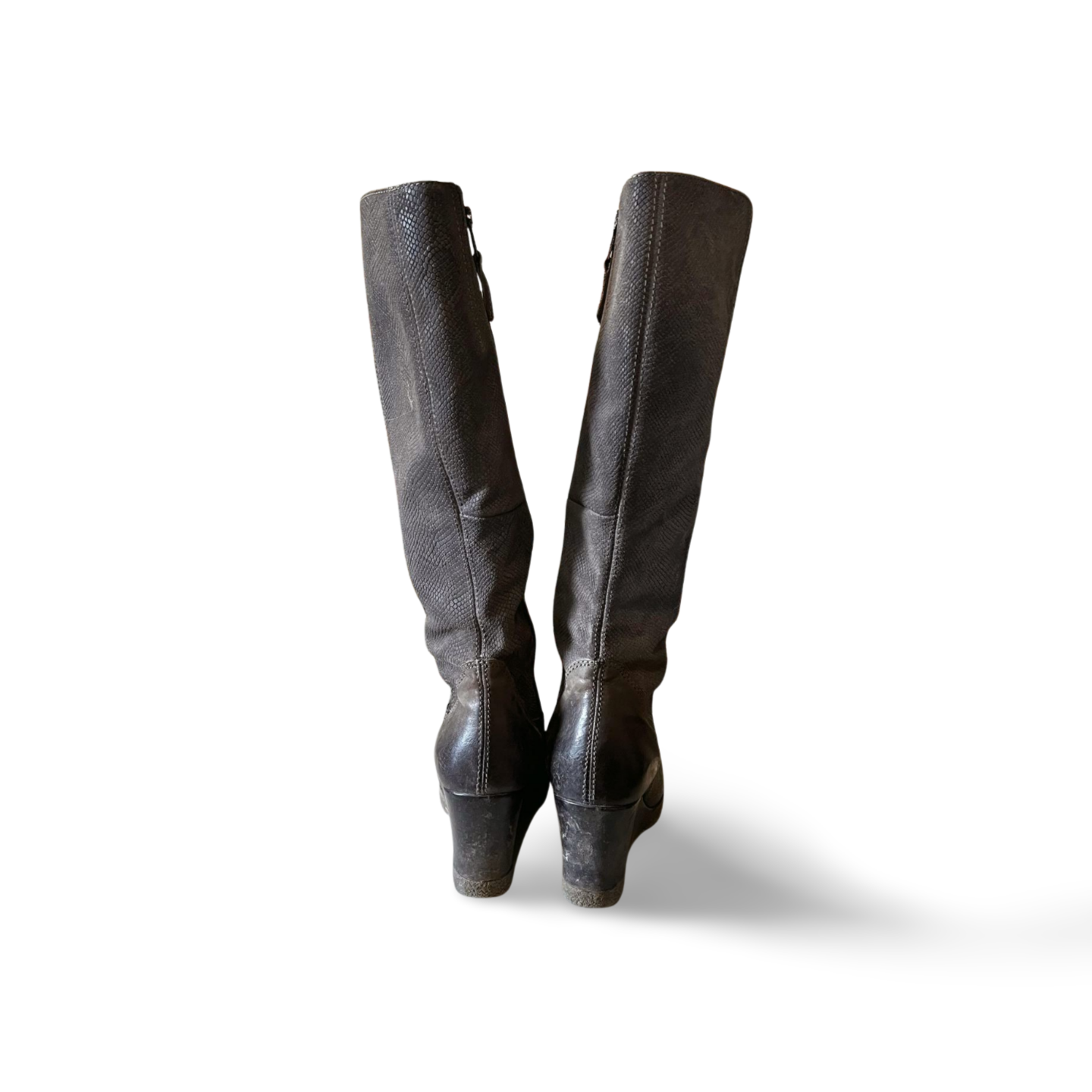 MJUS Wedge Leather Boots – Dark Grey – US 8.5