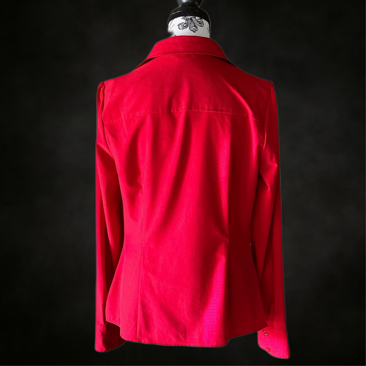 Vintage Red Ruffle Blouse — 1990s/2000s, M-L