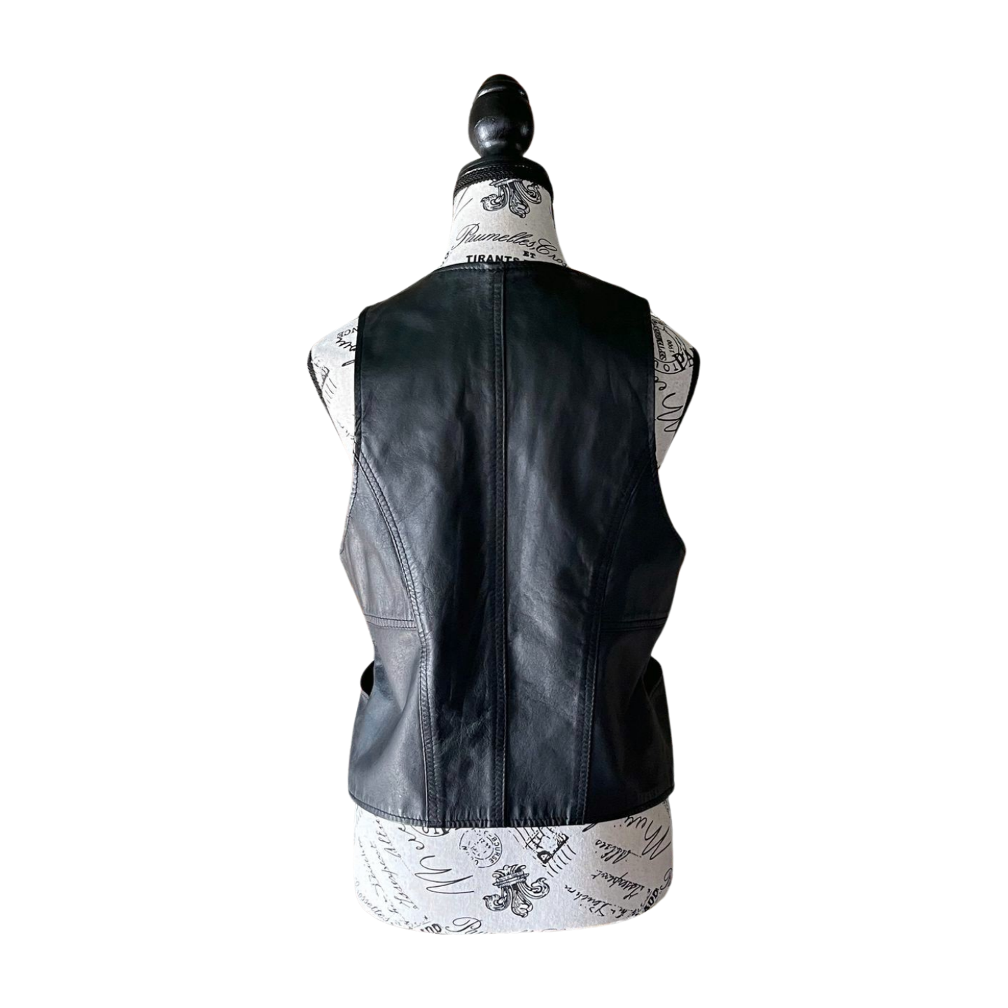 Vintage Black Leather Vest — 1980s Gothic Biker, M-L