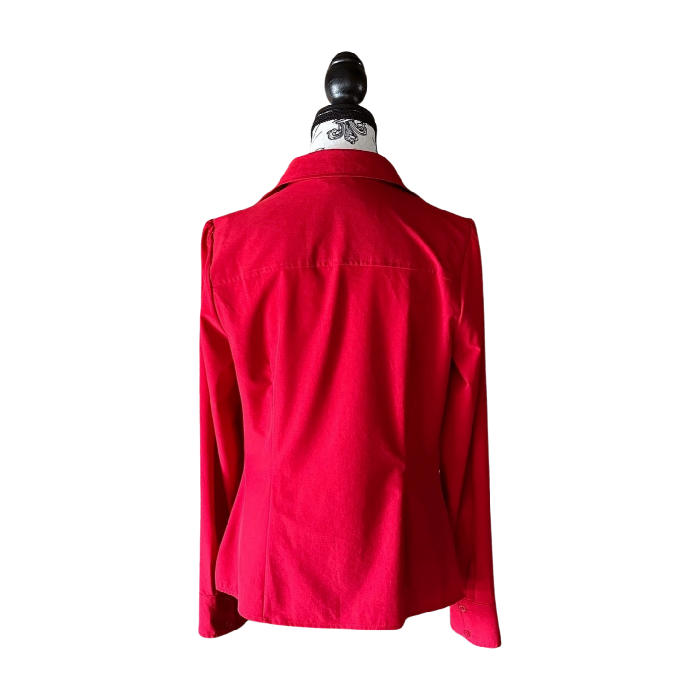 Vintage Red Ruffle Blouse — 1990s/2000s, M-L