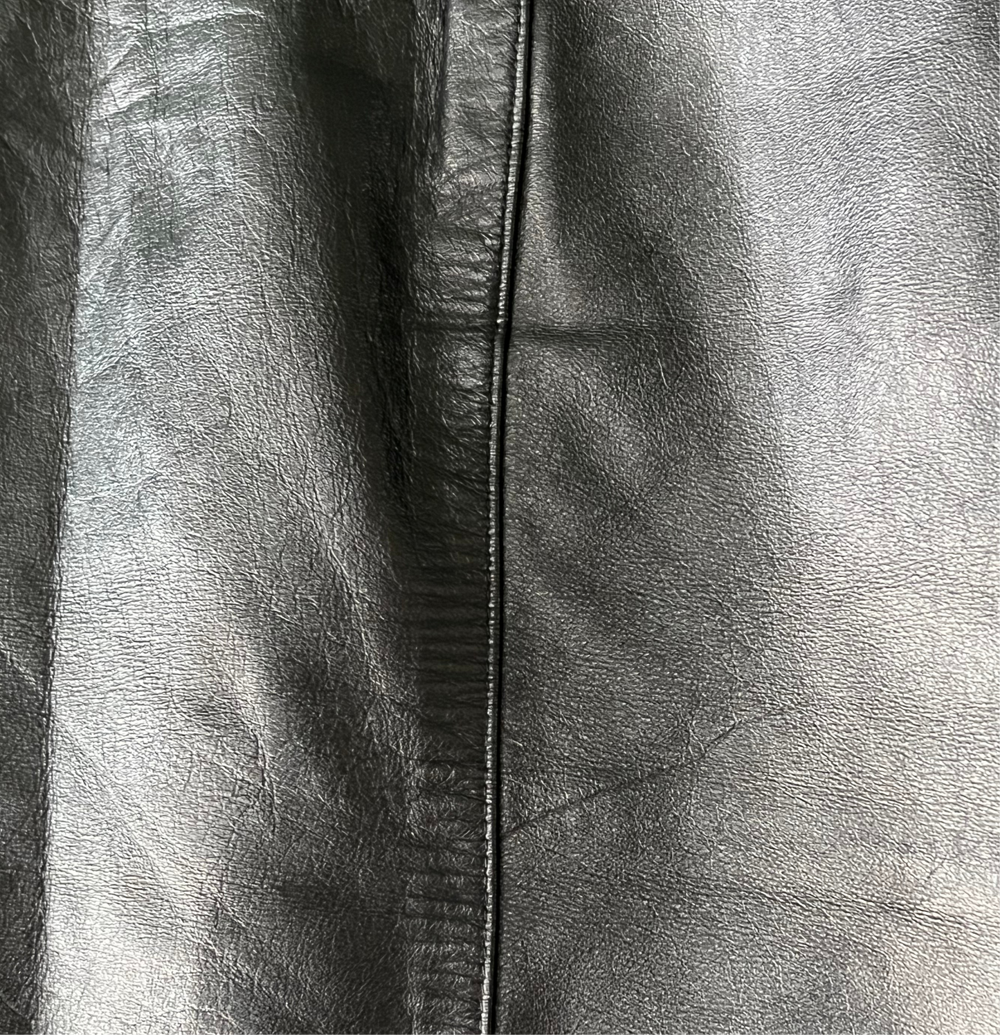Vintage Black Leather Skirt — 1980s/1990s High-Waist Gothic Rock Midi, S-M