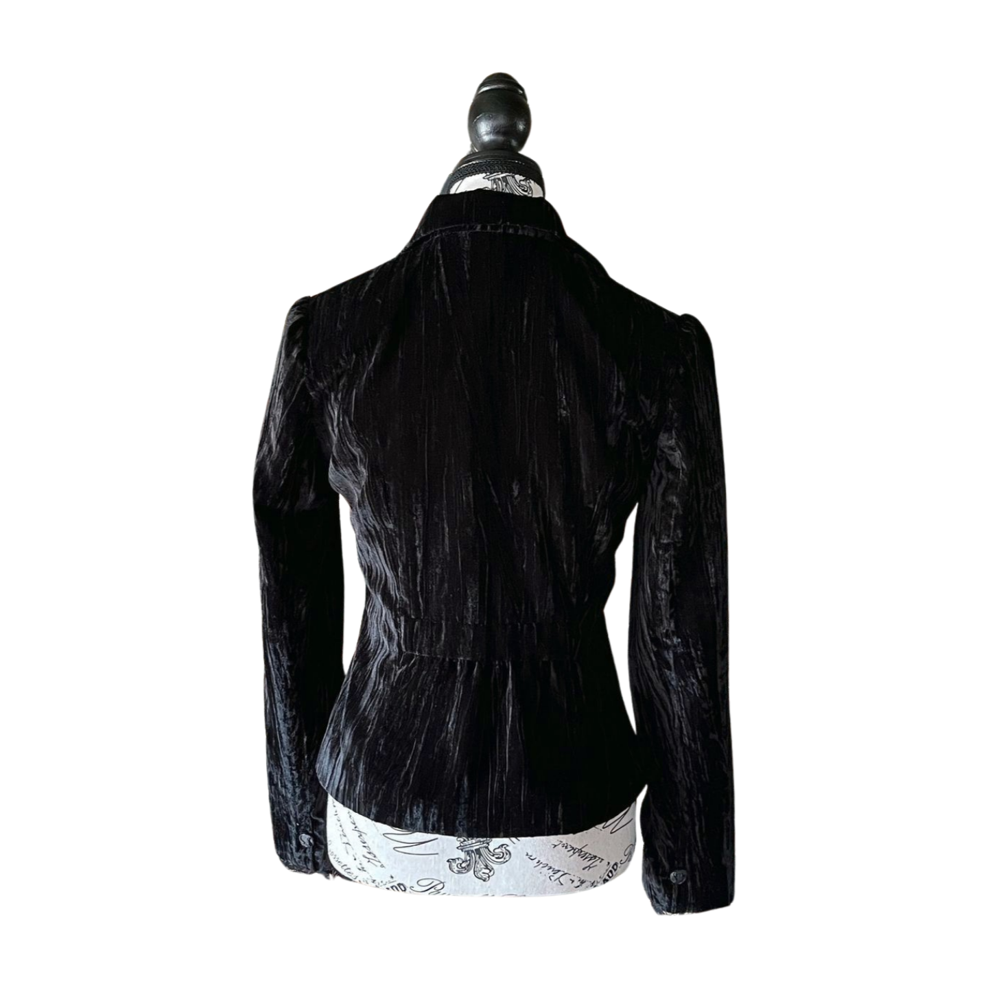 Vintage Black Velvet Blazer with Lace Trim — 1990s/2000s Gothic Tailored Jacket, S