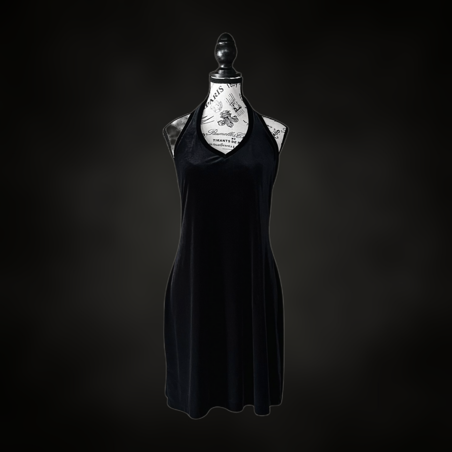 Black Velvet Halter Dress — 1990s/2000s, L