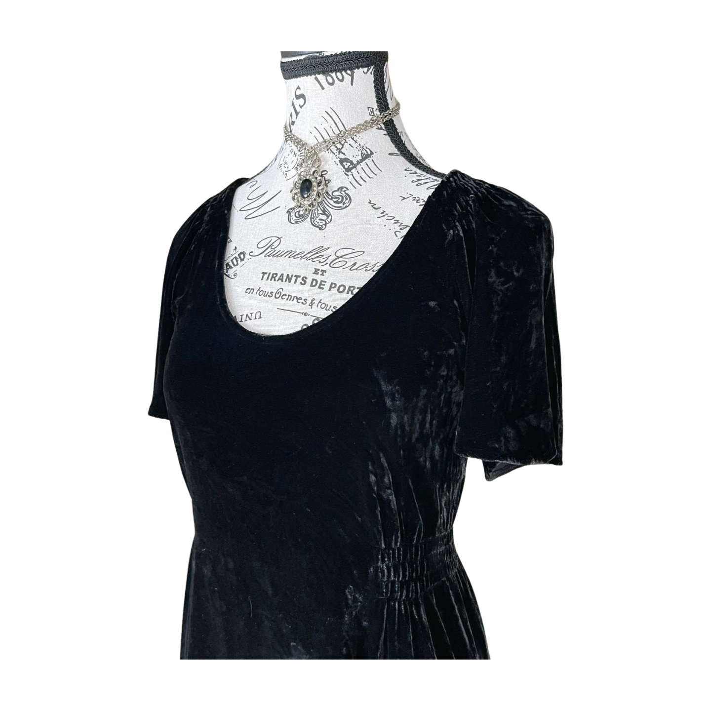 Vintage Black Velvet Mini Dress — Silk Blend, 1990s/2000s, S