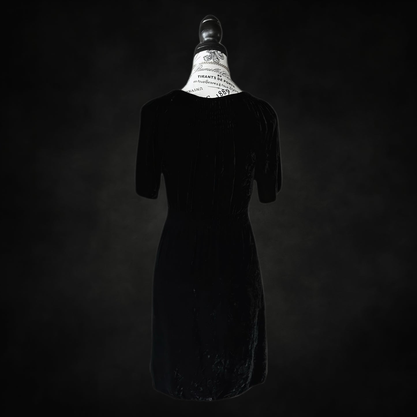 Vintage Black Velvet Mini Dress — Silk Blend, 1990s/2000s, S