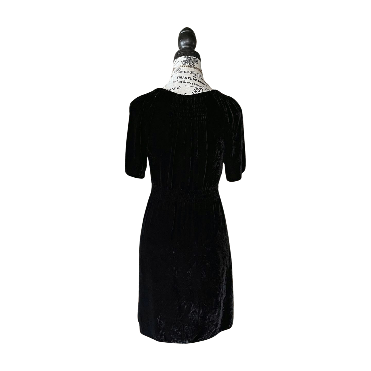 Vintage Black Velvet Mini Dress — Silk Blend, 1990s/2000s, S
