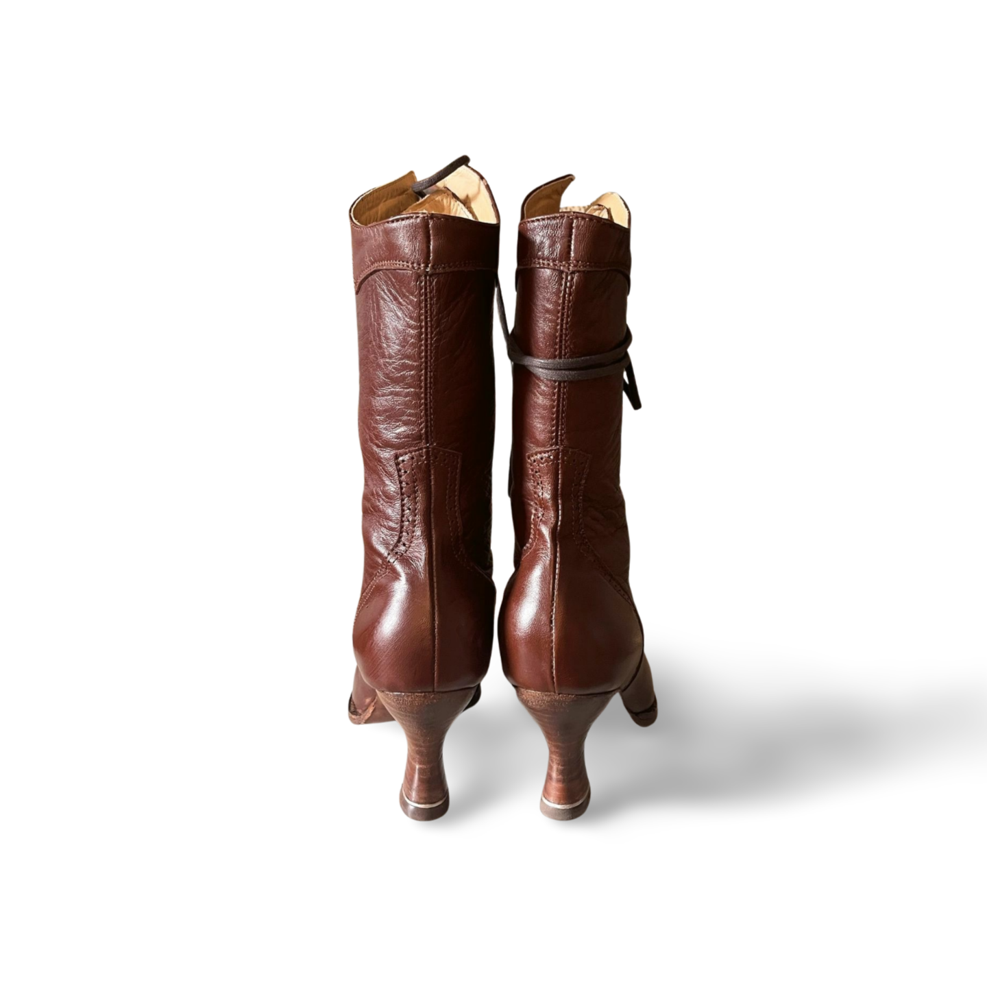 Oak Tree Farms Victorian Lace Boots – Brown Lambskin – Size US 10