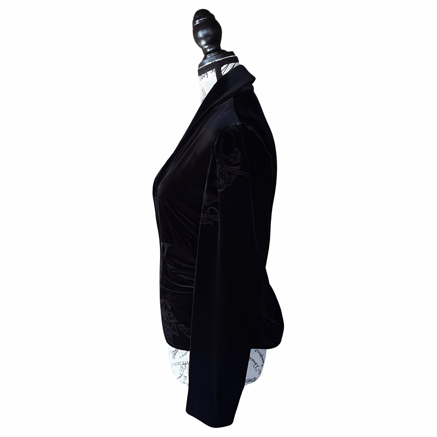 Joseph Ribkoff Black Velvet Embroidered Gothic Romantic Jacket — 1990s — M