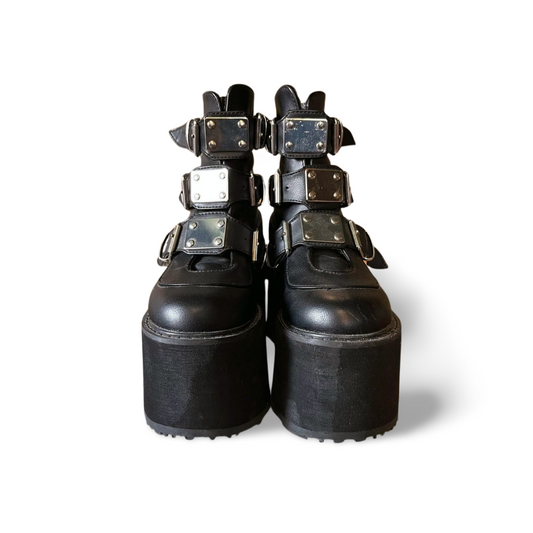 Demonia Platform Buckle Boots – Size 8