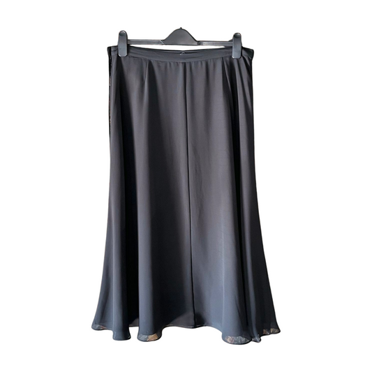 Vintage Black Mesh Overlay Midi Skirt — 1990s Sheer Layer Gothic Midi, M-L