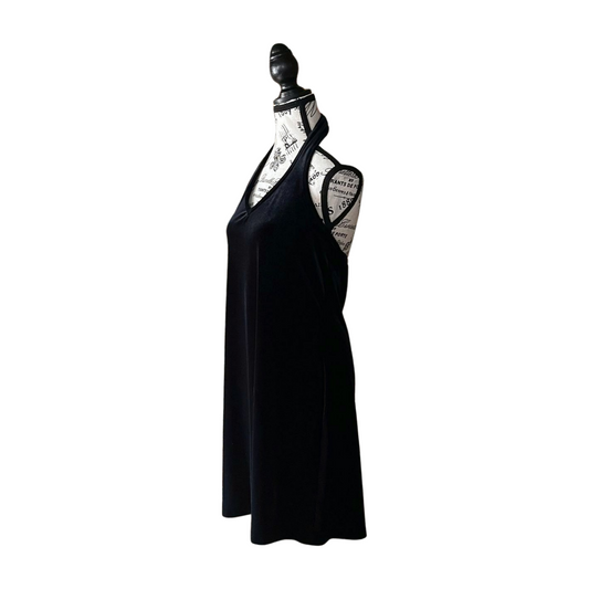 Black Velvet Halter Dress — 1990s/2000s, L