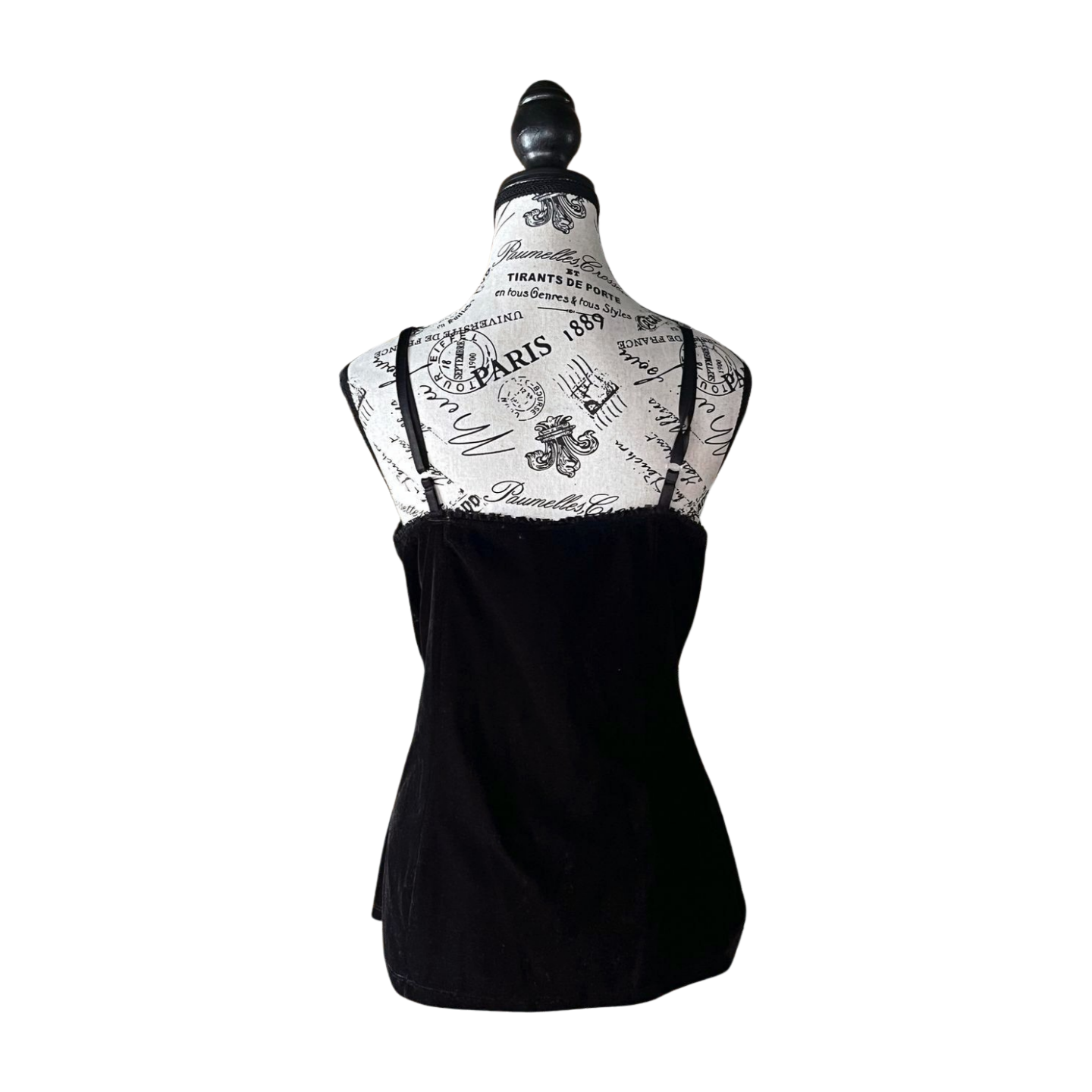 Black Velvet Corset-Style Cami — 1990s/2000s, XL-XXL