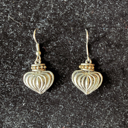 Sanctum Heart Earrings — 1990s Silver Tone — Gothic Relic