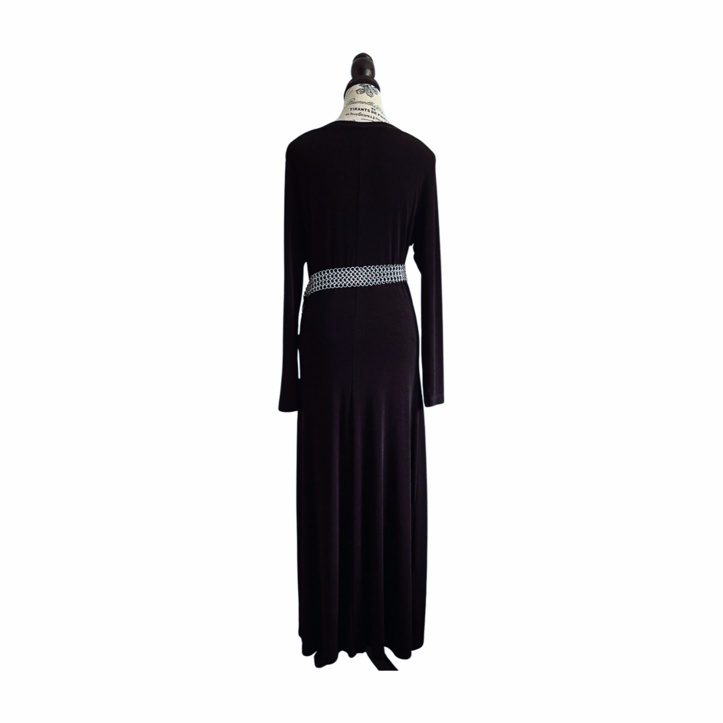Black Knit Maxi Dress — 1990s — M L