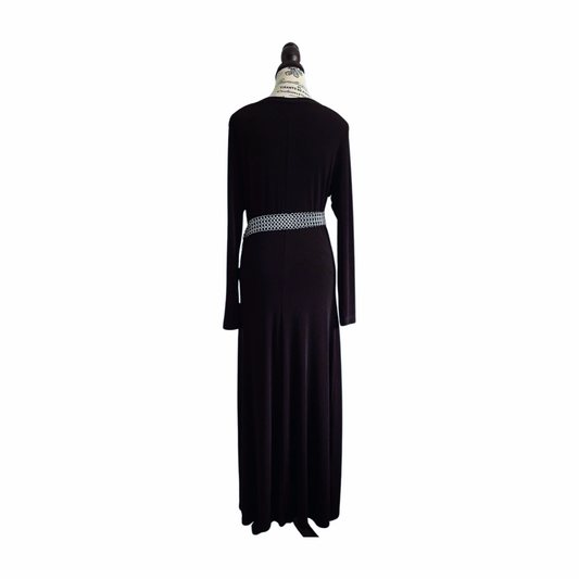 Black Knit Maxi Dress — 1990s — M L