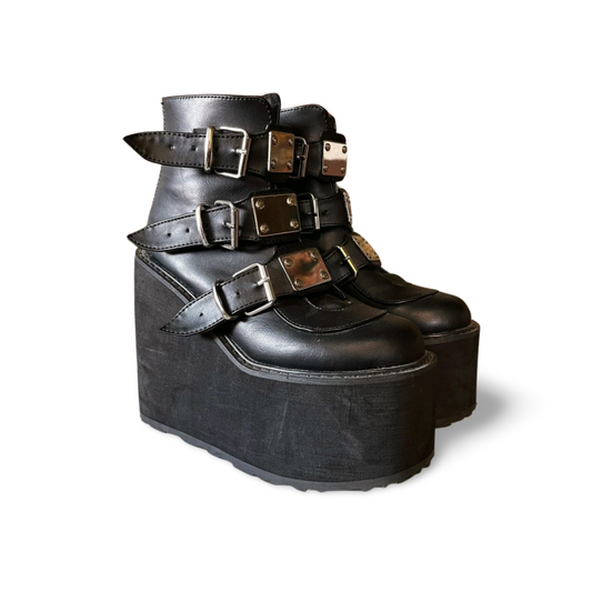 Demonia Platform Buckle Boots – Size 8
