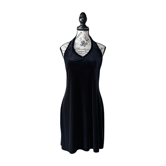 Black Velvet Halter Dress — 1990s/2000s, L