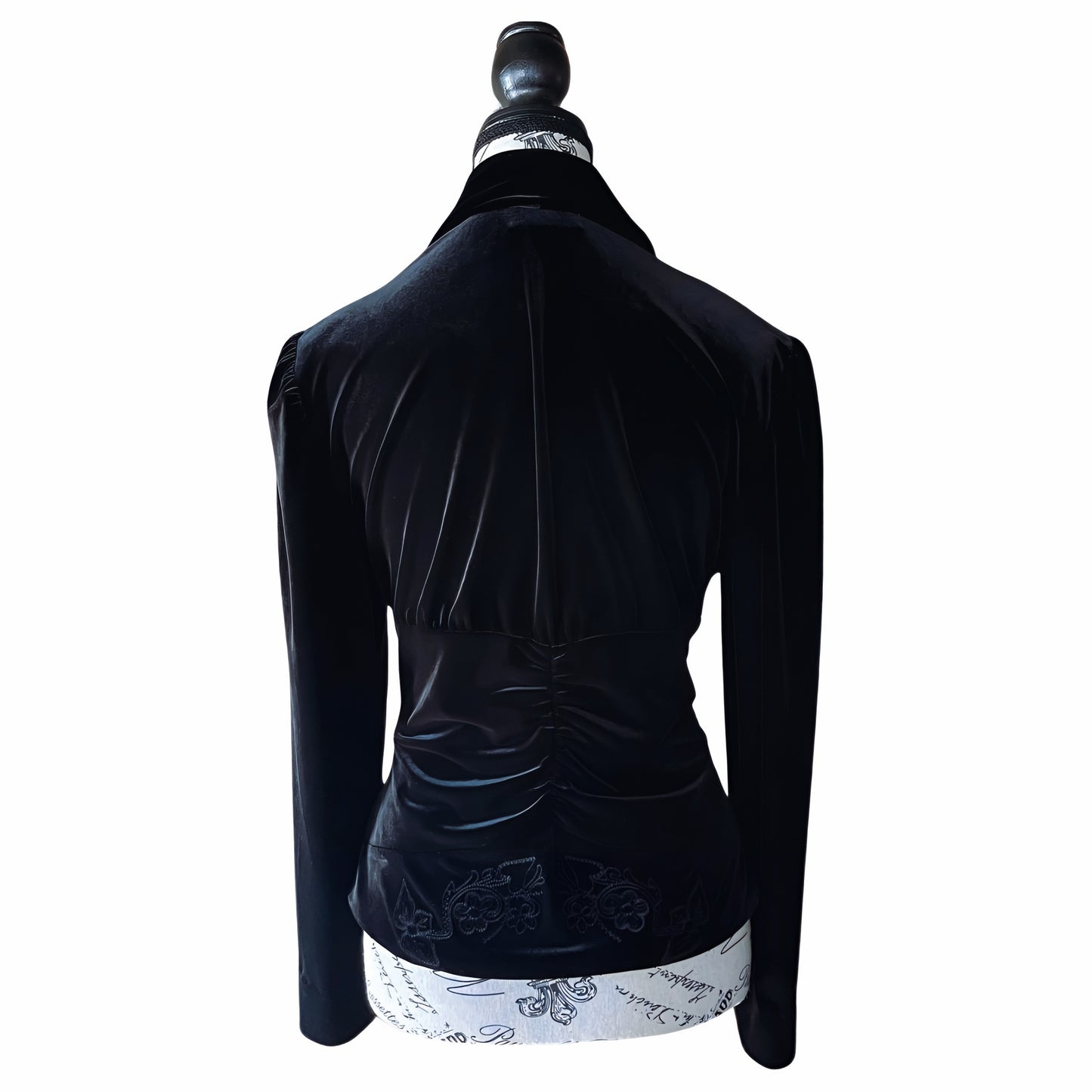 Joseph Ribkoff Black Velvet Embroidered Gothic Romantic Jacket — 1990s — M