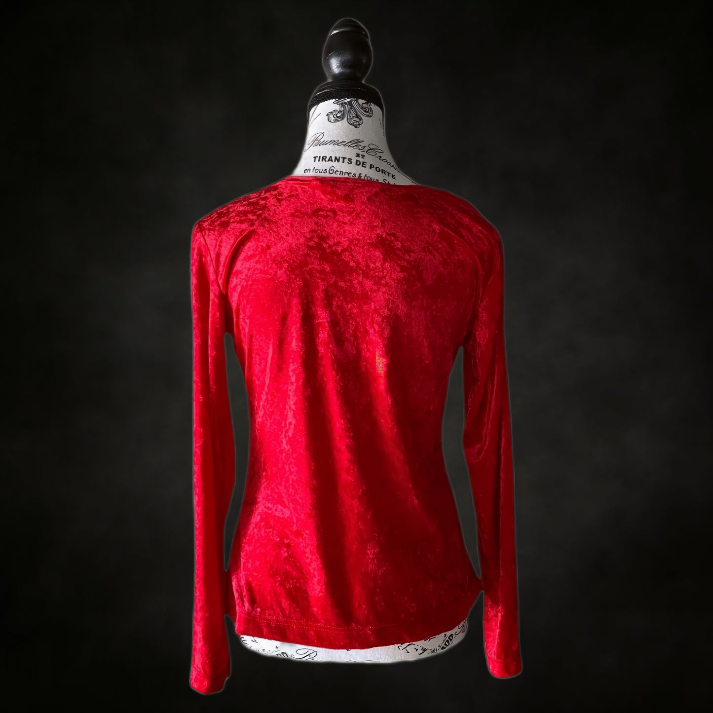 Vintage Red Crushed Velvet Top — 1990s Goth/Grunge, S-M-L