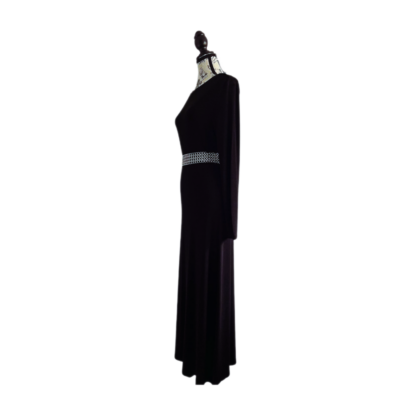 Black Knit Maxi Dress — 1990s — M L